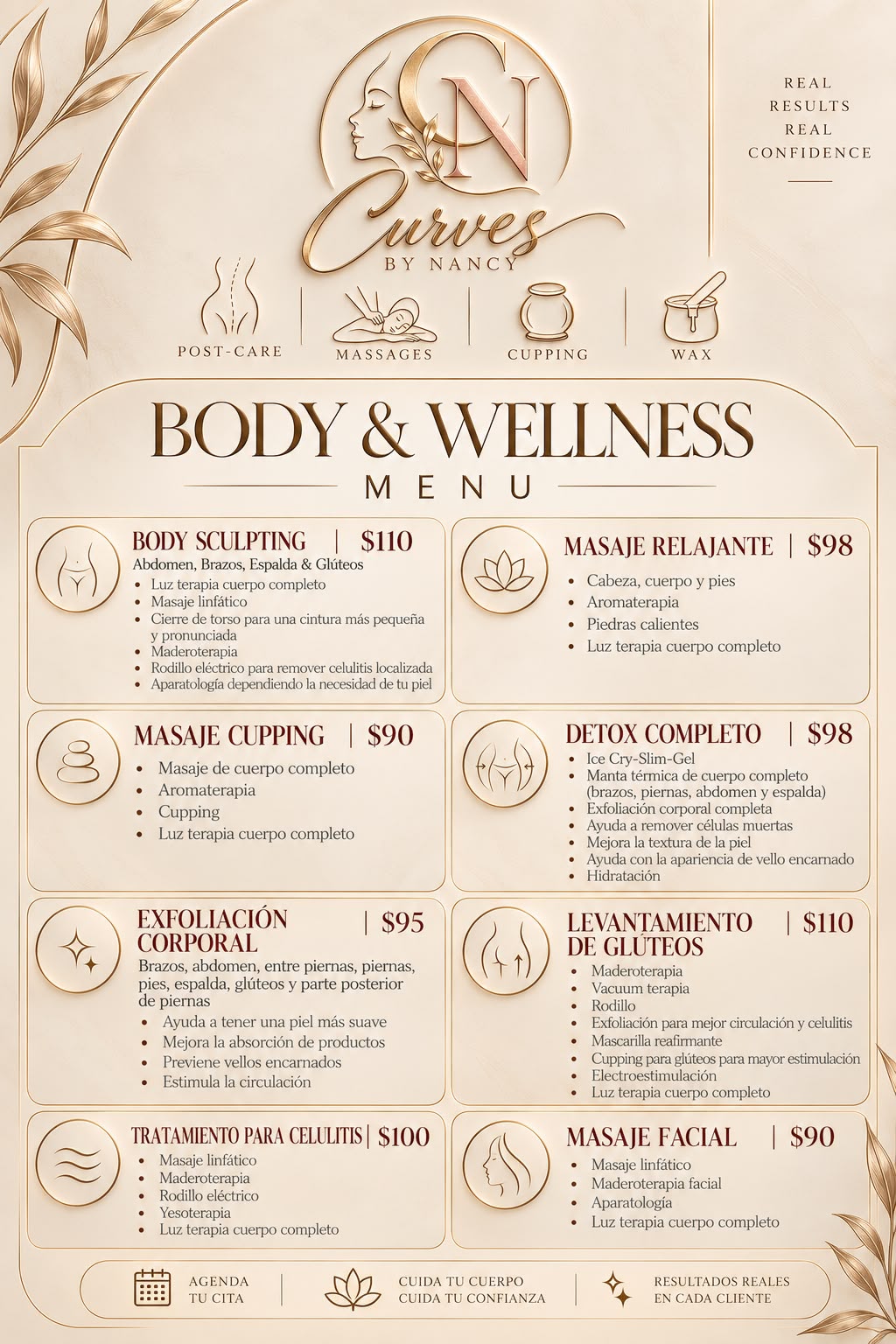 Body & Wellness Menu in English